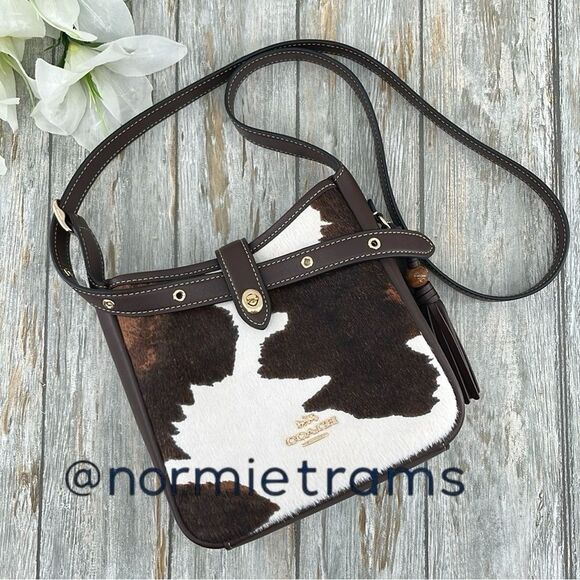 Authentic Coach Hadley Mini Crossbody Bag With Cow Print And Tassel Purse - Picture 1 of 16